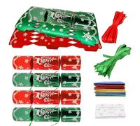 Make Your Own Christmas Crackers Kit Decorations,32 Packs No Snap Green Red Foil Snowflake Gift Boxes Diy Christmas Crackers Bulk with Hats Jokes,Luxury Xmas Party Cracker Making Kit for Kids Adults