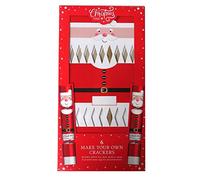 Make Your Own Christmas Crackers - Santa, Pack of 6 - With Tags, Silk Ribbon, Hats, Mottos and Snaps