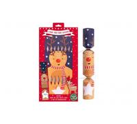Make Your Own Christmas Crackers - Santa, Reindeer or Elf Fillable Christmas Crackers Kit - Pack of 6 Empty Festive Seasonal Crackers with Tags, Silk Ribbon, Hats, Mottos and Snaps (Reindeer)
