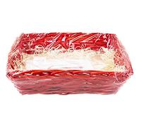 Make Your Own Hamper Kit 30cm x 22cm - Rectangular Basket, Bag, Ribbon & Wood Wool In Red