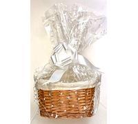 Make Your Own Hamper Kit, Oval High back Willow Basket which includes Bow & Cellophane Small Medium Or Large Gift Xmas (large)
