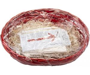 Make Your Own Hamper Kit Red Basket Oval Sloped: Bag, Ribbon, Wood Wool - 30cm x 22cm x 30cm