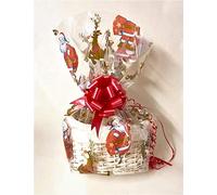 Make Your Own Hamper Kit, Santa Father Christmas Oval WHITE High back Willow Basket which includes Bow & Cellophane Small, Medium Or Large, Charity Prize, Gift, Leaving Present, Wedding, Xmas (Small)