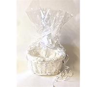 Make Your Own Hamper Kit WHITE Oval High back Willow Basket includes Bow & Cellophane, Small, Medium Or Large, Gift Leaving Present Wedding Xmas