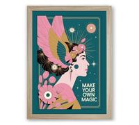 Make Your Own Magic Art Deco Framed Wall Art Print A3 (42×29.7cm) Oak, Wall Decor for Living Room, Bedroom, Office & Home, Ready to Hang, Art Gift