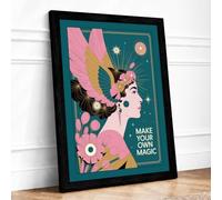 Make Your Own Magic Art Deco Framed Wall Art Print A3 Black | Ready to Hang, Premium Gi Paper, Fade-Resistant Inks, Securely Packaged, UK Made