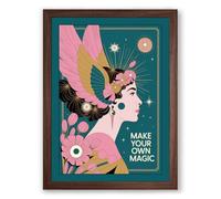 Make Your Own Magic Art Deco Framed Wall Art Print A4 (29.7×21cm) Walnut, Wall Decor for Living Room, Bedroom, Office & Home, Ready to Hang, Art Gift