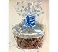 Make Your Own Maternity Hamper Kit, Oval Willow Basket Baby Blue Boy which includes Bow & Cellophane Small, Medium Or Large, Gift, Leaving Present, Showers (Large Baby Blue)