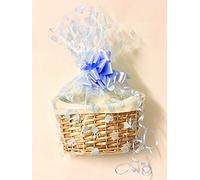 Make Your Own Maternity Hamper Kit, Oval Willow Basket Baby Blue Boy which includes Bow & Cellophane Small, Medium Or Large, Gift, Leaving Present, Showers (Small Baby Blue)