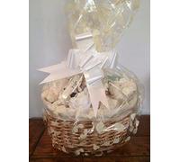 Make Your Own Maternity Hamper Kit, Oval Willow Basket Baby Boy or Girl Ivory which includes Bow & Cellophane Small, Medium Or Large, Gift, Leaving Present, Baby Showers (Medium, Ivory Boy or Girl)