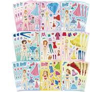 Make Your Own Princess Stickers for Girls - 27 Sheets Fairy Dress Up & Face Stickers Kit | Birthday Party Favors, Classroom Rewards, Art Craft | Princess Tiana Inspired