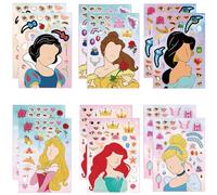 Make Your Own Princess Stickers Sheet, 12 Pcs Make a Face Stickers for Kids, Themed Princess Birthday Party Favors Kids Crafts Party Supplies