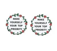 Make Yourself Your Top Priority Enamel Pin Set of 2 - Alloy Self Care & Mental Health Awareness Pins, Feminist Empowerment, Emotional Wellness Gift for Women