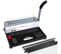 MAKEASY Binding Machine, 21-Hole, 450 Sheet, Paper Punch Binder with Starter Kit 100 PCS 3/8'' PVC Comb Bindings, Comb Binding Machine for A4/A5