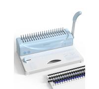 MAKEASY Binding Machine, 21-Hole Comb Binding Machine, 450 Sheet Paper Punch Binder with 100 PCS 3/8 in PVC Comb Bindings, Manual Binder for A4, A5 and Letter Documents, Blue