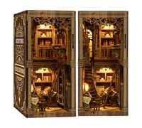 MAKEASY Book Nook Kit with LED Lights, 3D Wooden Puzzle DIY Miniature House Kit for Adults to Build, Creative Bookshelf Insert Decor, Unique Gift for Book Lovers (Antique Book Collection Room)