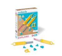 Makedo Explore, Upcycled Cardboard Construction Toolkit in Small Toolbox (50 Pieces), STEM + STEAM Educational Toys for at Home Play + Classroom Learning, Reusable Tools for Boys and Girls Age 5+