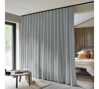 MaKefeile Room Divider Curtains - Total Blackout Privacy Panel, Thermal Insulated, Noise Reduction for Bedroom, Living Room, Ceiling Track - W 12.5ft × H 7ft Grey