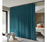 MaKefeile Room Divider Total Blackout Privacy Curtain Panel - Thermal Insulated, Noise Reduction for Bedroom, Living Room - Ceiling Track, W 12.5ft × H 8ft, Azure Blue