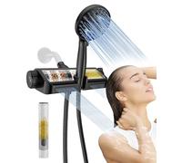 Makefit Filtered Shower Head and Hand Shower in Matte Black, 2-in-1 spa System with Massage Shower Head, 10 Modes for The Hand Shower, high Pressure, Powerful Built-in Power wash Mode
