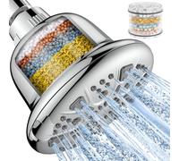 MakeFit Filtered Shower Head - High Pressure Shower Head with Filter for Hard Water - Rain Shower Head Water Softener - Luxury 7 Settings Adjustable Water Filter Showerhead (Chrome)