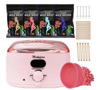 Makeforu Brazilian Waxing Kit - Bikini & Full Body Hair Removal with Digital Warmer, 4 Scented Wax Beads & 33 Silicone Tools - Home Waxing for Women & Men, Face & Body Care (Pink)