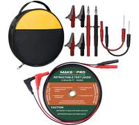 MAKEITPRO 2 Wires 30FT 18AWG Retractable Test Leads with Cable Bag and Dual Ended Electrical Alligator Clips Test Probe Lead Wire Cables for Circuit Connection/Electrical Testing and Troubleshooting