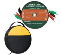 MAKEITPRO 3 Wires 20FT 18AWG Test Leads with Alligator Clips, Retractable, Color Coded, Round Tool Bag for Storage, Ideal for Electrical Testing and Troubleshooting