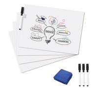 MAKELLO A4 Whiteboard, 4PCS Double-Sided Mini WhiteBoard for Office, School, Homeschooling, Teacher, 30X21cm