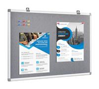 MAKELLO Felt Notice Board 60x45cm, Grey Pin Board, Aluminum Frame