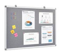 MAKELLO Felt Notice Board 90x60cm, Large Pin Board, Aluminum Frame, Grey