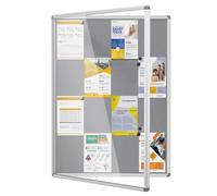 MAKELLO Lockable Notice Board 1200x900mm, Temperproof Lockable Display Board for Office School Home Store Community Centre, Grey Felt, Aluminum Frame, 16xA4