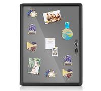 MAKELLO Lockable Notice Board 490x370mm, Temperproof Lockable Display Board for Office School Home Store Community Centre, Grey Felt, Black Aluminum Frame, A3 (2xA4)