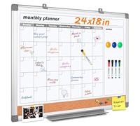 MAKELLO Monthly Calendar Whiteboard Dry Erase Cork Board Combo for Office, Classroom, Kitchen and Bedroom, 60x45cm