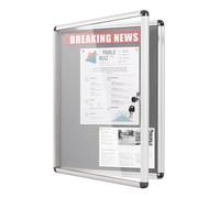 MAKELLO Tamperproof Lockable Notice Board 490x370mm, Grey Felt Notice Board | 2xA4, Lockable, Aluminum Frame, Shatter Resistant, Wall-mounted, Pin Board for Bedrooms, Office, School, Home, Store, Gym