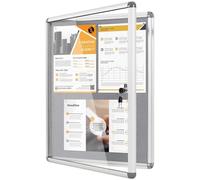 MAKELLO Tamperproof Lockable Notice Board 600x450mm, Grey Felt Board