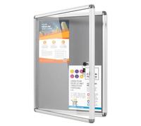 MAKELLO Tamperproof Lockable Notice Board 670x500mm, Grey Felt Pin Board