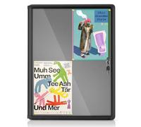 MAKELLO Tamperproof Lockable Notice Board 670x500mm, Grey Felt Pin Board