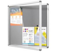 MAKELLO Tamperproof Lockable Notice Board 720x670mm, Grey Pinboard for Wall | 6xA4, Lockable, Aluminum Frame, Shatter Proof, Wall-mounted, Felt Boards for Walls, Office, School, Home, Community Centre
