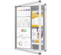 MAKELLO Tamperproof Lockable Notice Board 900x600mm, Grey Felt Display Case | 6xA4, Lockable, Aluminum Frame, Shatter Resistant, Wall-mounted, Felt Pin Board for Office, School, Home, Community Centre