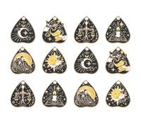 MakemadDIY 12 Pcs Planchette Board Enamel Black Tarot Triangle Pendant Charms Talking Board Charm Bulk for Jewelry Bracelets Necklaces Earrings Making and Crafting