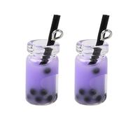MakemadeDIY 100Pcs Bottle Shape Glass Charms for Jewelry Making With Resin Inside Imitation Bubble Tea Boba Milk Tea Bottle Charms for DIY Craft Necklaces Bracelets Earrings Keychains Lilac
