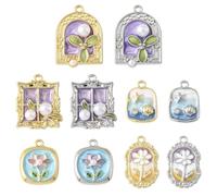 MakemadeDIY 10Pcs Flower Enamel Pendants Charms with ABS Imitation Pearl for Jewelry Making 5 Styles Floral Mixed Shapes Charms for Bracelets Necklaces Earrings Keychain Making Crafts Gift