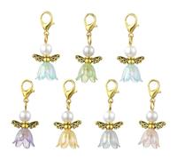 MakemadeDIY 14-70Pcs Angel Wing Pendants Charms Miexed Color Acrylic Beads Charms Golden Dangle Pendants with Lobster Claw Clasps for Necklaces Bracelets Earrings Jewelry Making and Crafting, Alloy