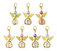 MakemadeDIY 14-70Pcs Angel Wing Pendants Charms Miexed Color Acrylic Beads Charms Golden Dangle Pendants with Lobster Claw Clasps for Necklaces Bracelets Earrings Jewelry Making and Crafting, Alloy
