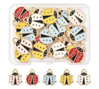 MakemadeDIY 24Pcs Assorted Ladybug Animal Enamel Pendants Charms Red Cute Ladybird Charms for Jewelry Bracelets Necklaces Earrings Keychain Making DIY Craft Gift, Alloy Steel Enamel, No Gemstone