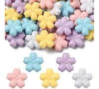MakemadeDIY 40Pcs Sakura Flower Opaque Acrylic Beads for Jewelry Making 5 Colors Floral Large Hole Spacer Beads for Bracelets Necklaces Earrings Keychains Crafting Craft Supplies Gift