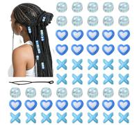 MakemadeDIY 60Pcs Deep Blue Large Hair Beads Jewelry for Women Large Loc Dreadlock Accessories for Braids Pony Beads Beading Hair Cuff Decoration Styling Braiding Tool DIY Crafts