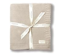 MakeMake Organics Organic Cotton Throw Blanket GOTS Certified Organic Knit Blanket Couch Bed Neutral Fall Colors Soft Cotton Throw Blanket Large (50x60, Beige)