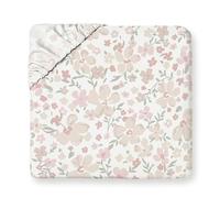 MakeMake Organics Organic Twin Fitted Sheet Set GOTS Certified Organic Cotton Fitted Sheet with Pillowcase Ultra Soft Non Toxic Breathable Flowers Peach Pink Girls Room (Twin, Blossom)
